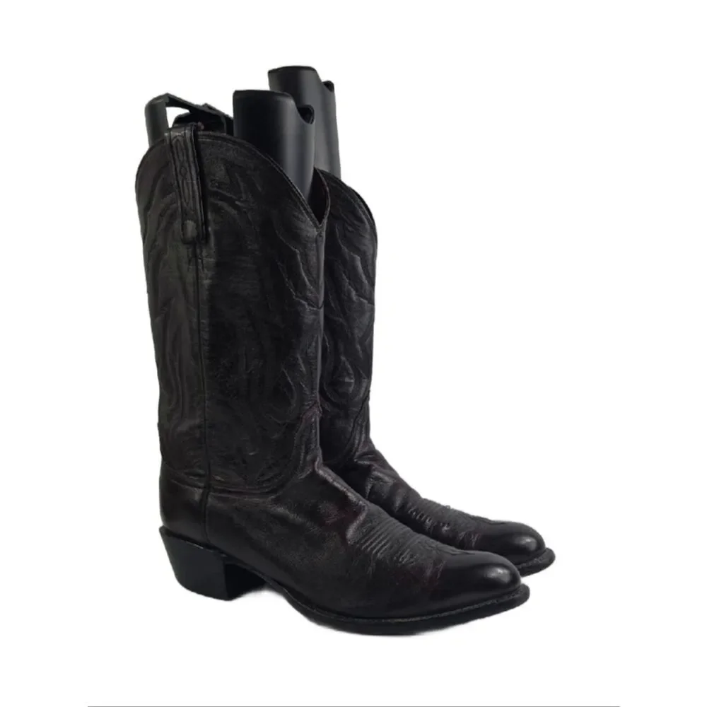 Lucchese 2000‎ Original Burgundy Leather Cowboy Men's Boots Size 11